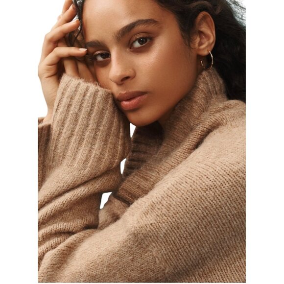 Pilcro Anthropologie The Lennon Wide-Sleeve Turtleneck Sweater Size XS Honey - Picture 4 of 8